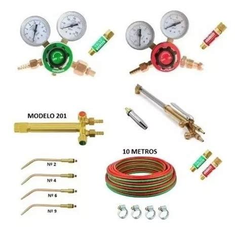 Kit Corte Solda Oxi Acetileno Maçarico Regulador Mangueira I M P