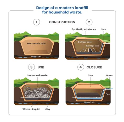 process diagram   design   modern landfill  household