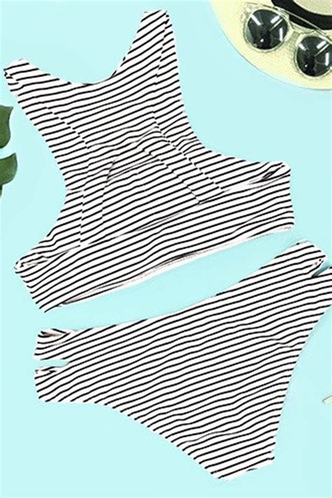 Made The Cut Stripe Tank Bikini Set
