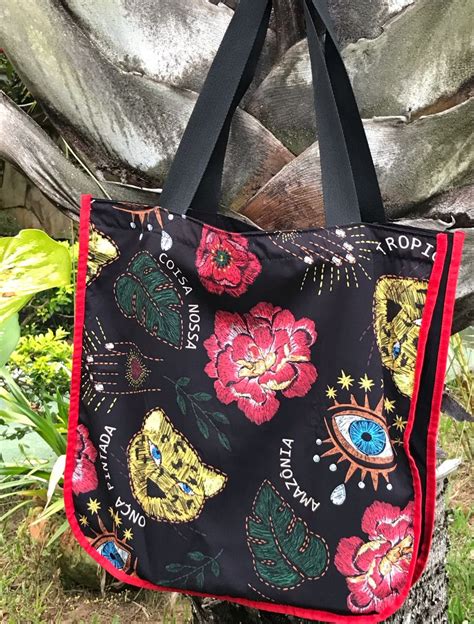 Máxi Bolsa Estilo Farm Onça Pintada margarida Bolsa de Ombro Feminina