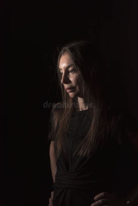 Beautiful Mature Woman Dressed In Black Stock Photo Image Of Girl Fashion 258079276