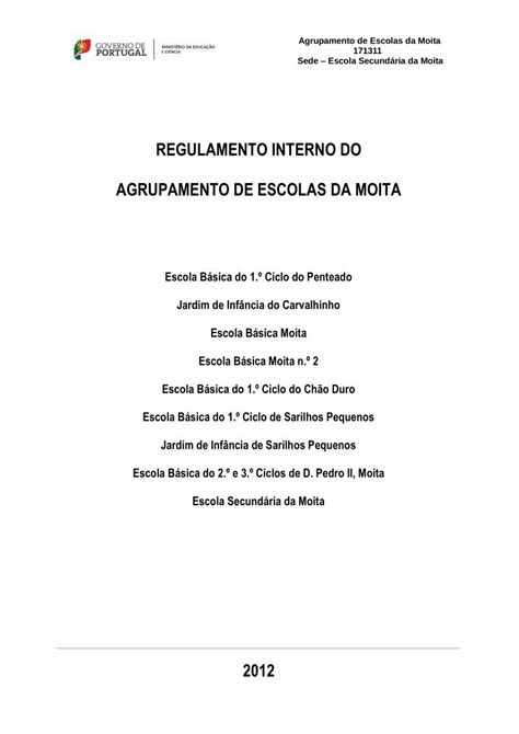 PDF REGULAMENTO INTERNO DO AGRUPAMENTO DE ESCOLAS Joomla Esmoita