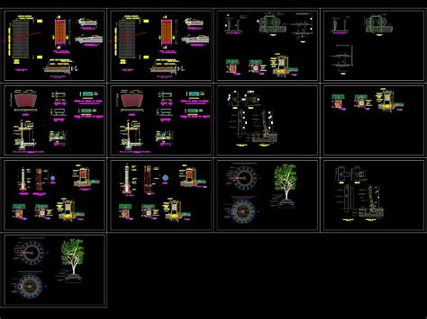 Parques de mobiliário urbano em AutoCAD biblioteca CAD