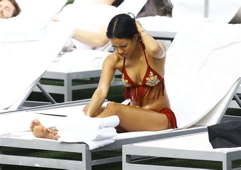 Karrueche Tran Busty And Booty In Tiny Red Bikini Poolside Porn Pictures XXX Photos Sex Images