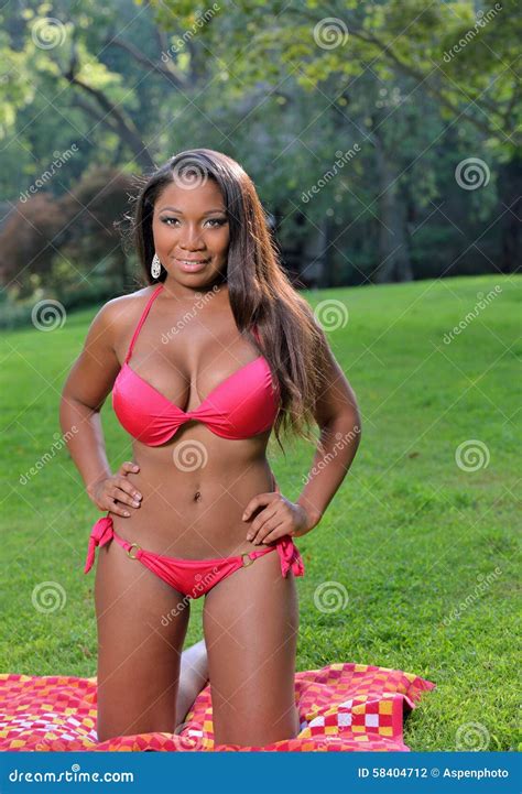 Sommar Sexig Svart Kvinna I Bikini Arkivfoto Bild Av H Rlig Kvinna