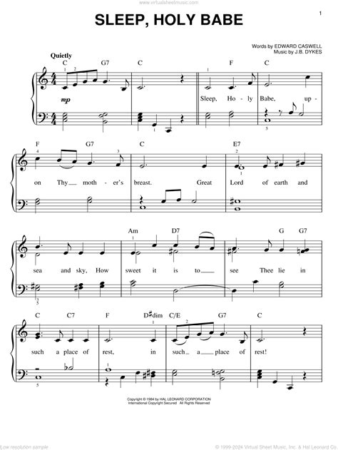 Sleep Holy Babe Sheet Music For Piano Solo PDF Interactive