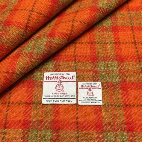 Harris Tweed Fabric Orange & Mustard Yellow Tartan Wool | Etsy