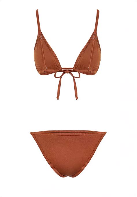 Buy Trendyol Brown Triangle Brazilian Piece Bikini Set Online Zalora Malaysia