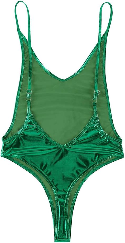 Freebily Damen Body Wetlook Stringbody Push Up Overalls G String Bikini Strings Tanga Thong