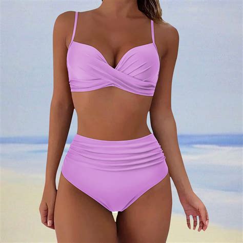 Naughtyhood Summer Womens Swimsuits Claerance Fashion Women Solid Sexy Bikini Push Up Padded