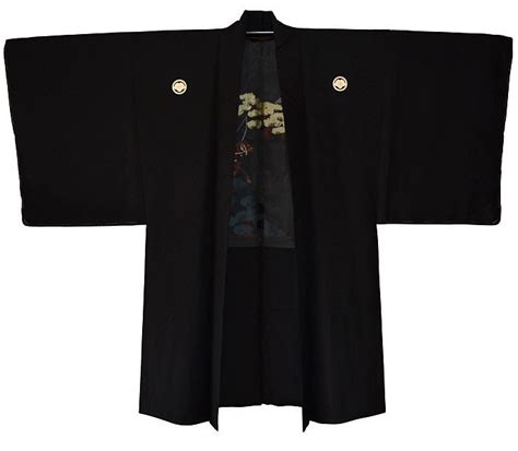 Japanese Man Silk Haori Jacket With Samurai Hunting Scene On Lining