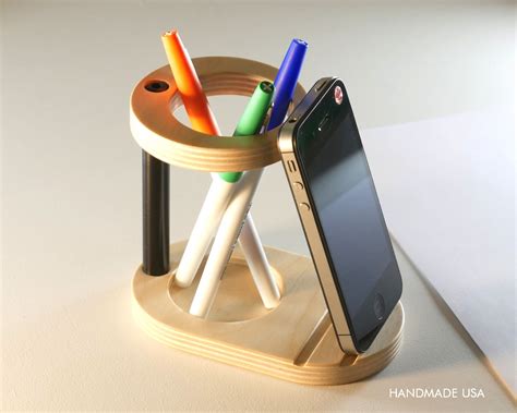 Desk Organizer Stores Phone And Pens Modern Office Desktop Pencil