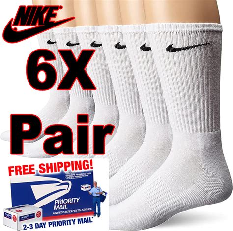 Nike Unisex Performance Cushion Crew Socks With Band 6 Pairs Whitemedium Ebay