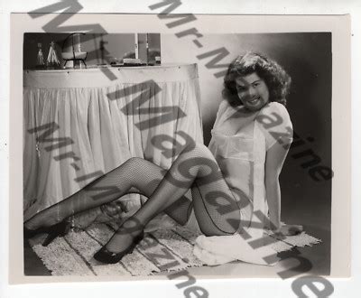 Vintage Risqué Pinup B W x Sexy Cheesecake Brunette Fishnet