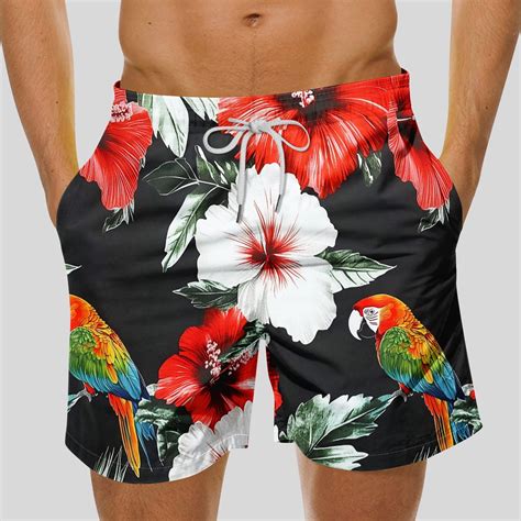 DIOAZUD Men's Hawaiian Swim Trunks 5 Inch Quick Dry Swim Shorts