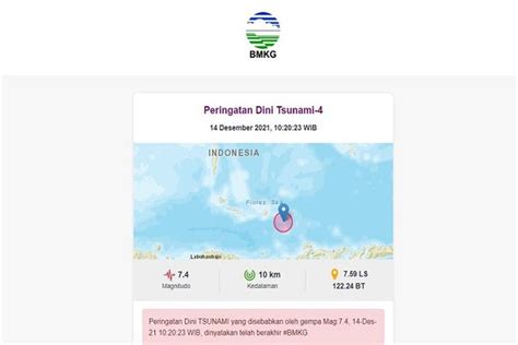 Gempa 7 4 Sr Seputar Ntt Bmkg Keluarkan Peringatan Dini Tsunami Hingga