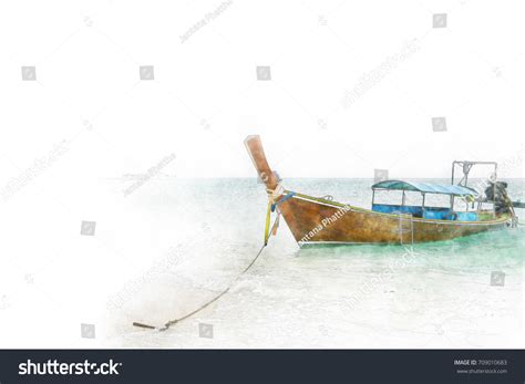 Fishing Boat Watercolor Painting Stock Illustration 709010683