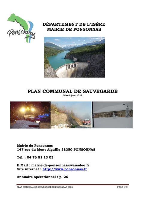 Plan Communal De Sauvegarde Pcs Commune De Ponsonnas Site Officiel