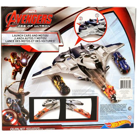 Hot Wheels Avengers Quinjet Toy Vechicle Launcher Age Of Ultron 4 Motos Included Ages 4