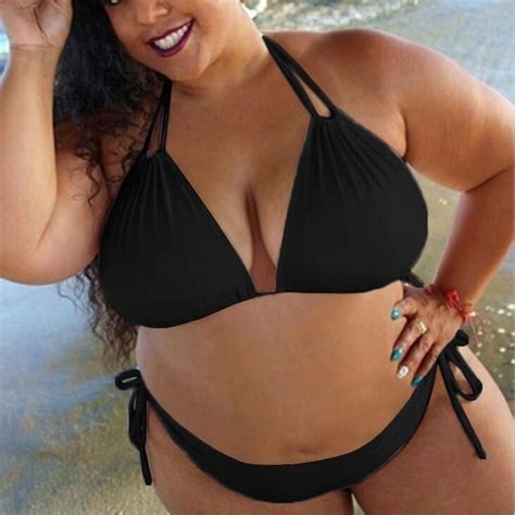 Hvyesh Womens Plus Swimsuits Set Swimwear Halter String Triangle Bikini
