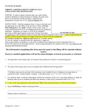 Fillable Online Sos State Al The Information Completing This Form Must