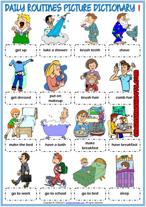 Picture Dictionary And Classroom Poster Esl Printable Worksheets For