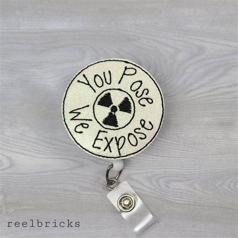 You Pose We Expose Badge Reel Glitter Feltie Interchangeable