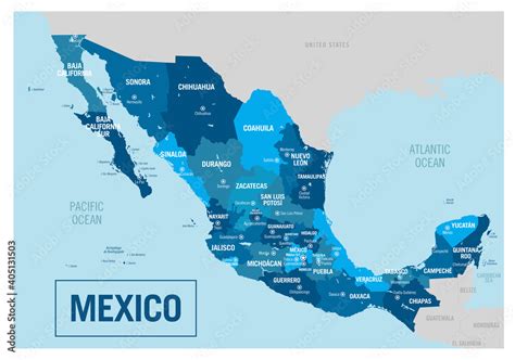 Mexico Country Political Map Detailed Vector Illustration With Isolated States Regions