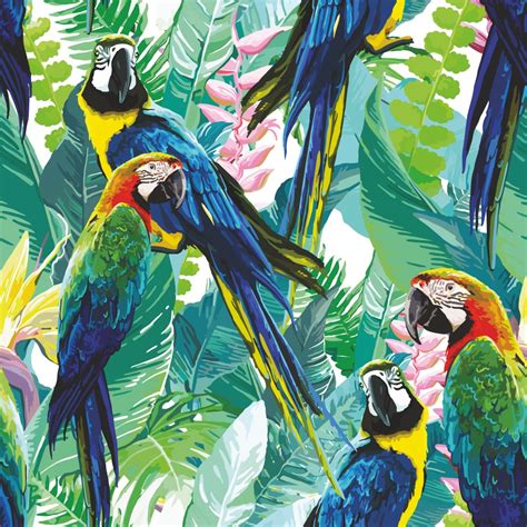 Colorful Parrots and Exotic Flowers jigsaw puzzle in Puzzle of the Day puzzles on ...