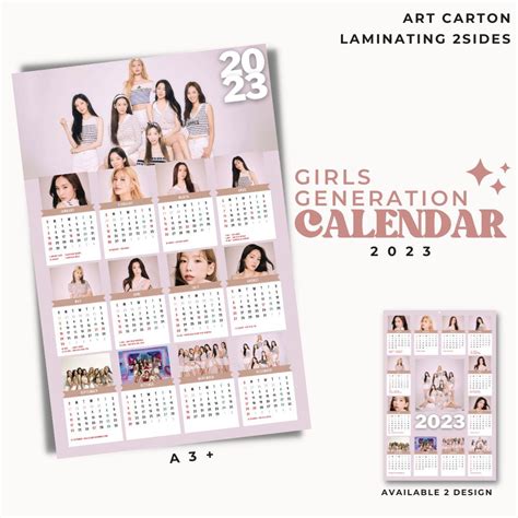 Jual 2023 KALENDER GIRLS GENERATION KPOP SNSD LAMINASI 2SISI IDOL