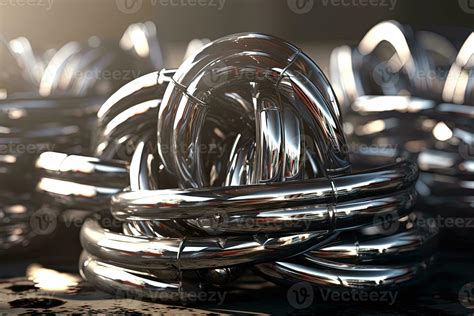 Abstract Chrome Pipes Composition Industry Themed Background With