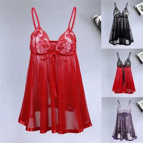 New Sexy Lace Lingerie Women Exotic Set Silk Lace Robe Dress Chemise