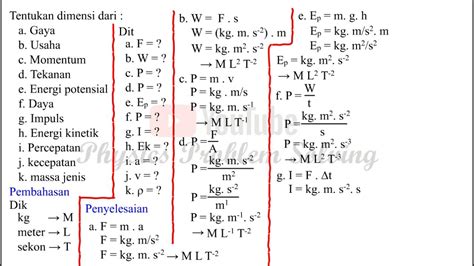 Contoh Soal Dimensi Fisika Sma Lengkap Dengan Pembahasannya Soal 1