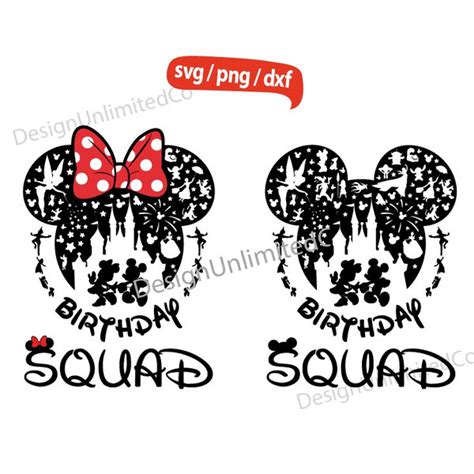 Disney Birthday Squad Svg Friend Squad Svg Mickey Birthday Inspire