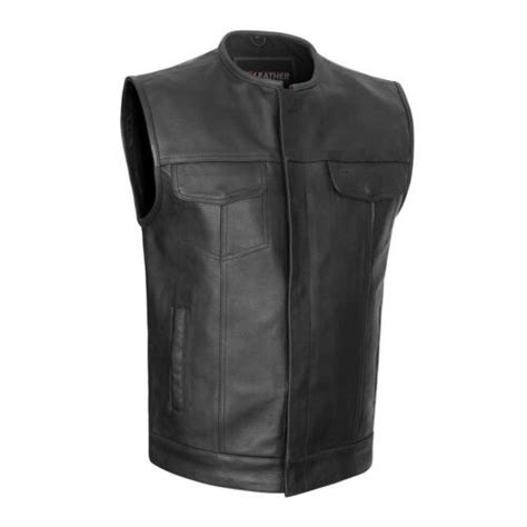 MEN S BIKER PREMIUM NAKED COWHIDE LEATHER MOTORCYCLE CLUB VEST G Vests