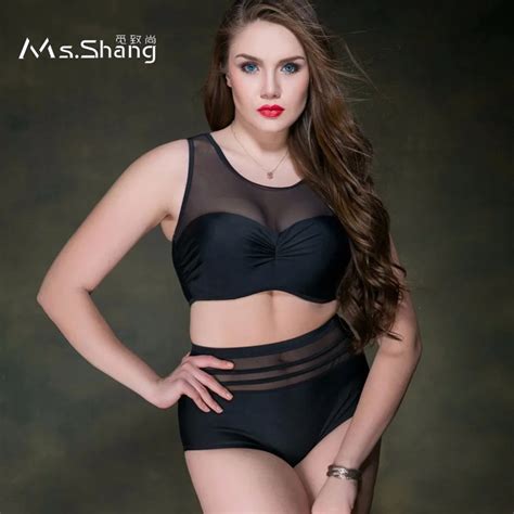 MS SHANG High Waist Plus Size Swimwear Women Two Piece Swimsuit Female