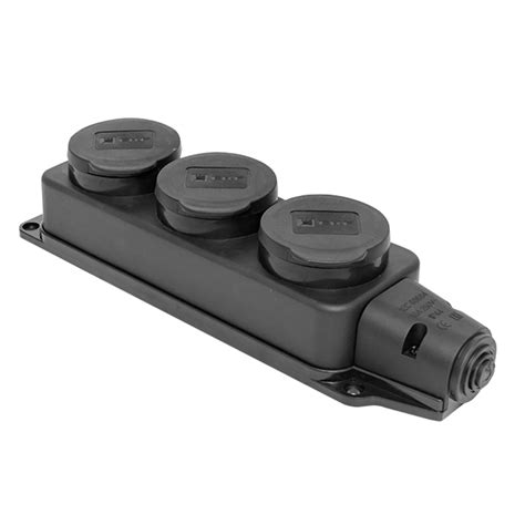 Колодка 3-м 16А IP44 2P+PE 230В с защ. крышками каучук EKF RPS-015-16 ...