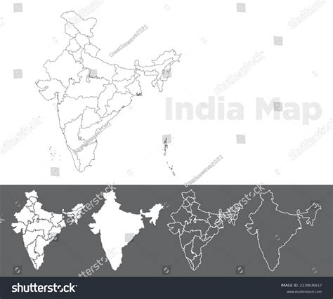 map india states outline stock vector royalty