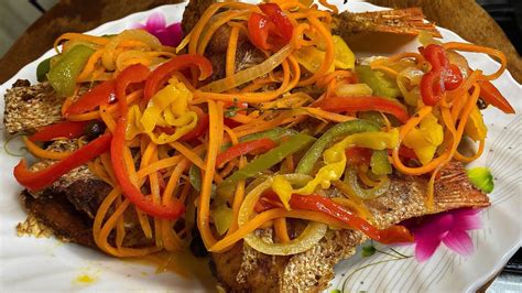 Escovitch Fish Jamaican Style Perfect Fried Red Snapper Vegetable