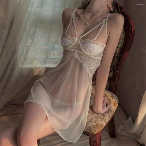Olivia Mark Sexy Lingerie Sexy Mesh See Through Temptation Pajamas Thin