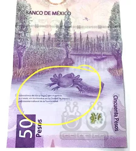 Billete De 50 Pesos Con Error En Impresión Abajo De Ajolote en venta en