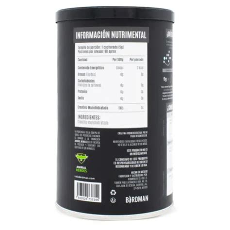 Creatina Monohidratada BirdMan 450g 90 Servicios FitMex Store