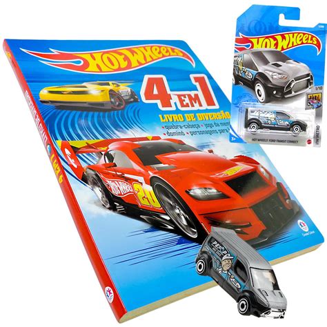 Carrinho Hot Wheels Ford Transit Connect Mattel Livro Quebra Cabeça Memória e Dominó