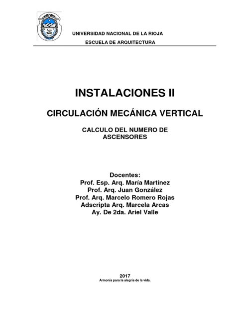 Calculo De Ascensores Pdf Ascensor Arquitectura