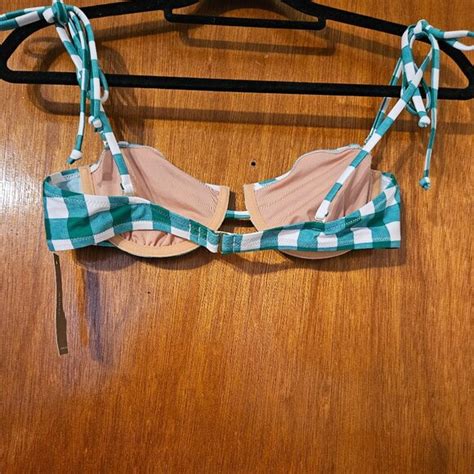 J Crew Swim Jcrew Tieshoulder Underwire Bikini Top In Gingham Poshmark