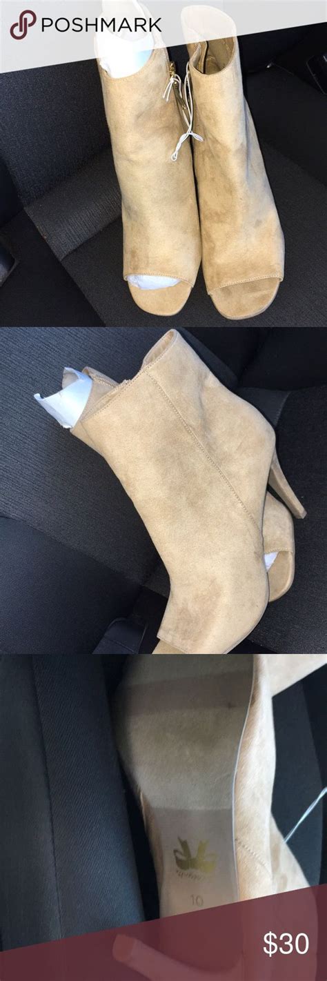 NWT Nude Suede Peep Toe Bootie Size 10