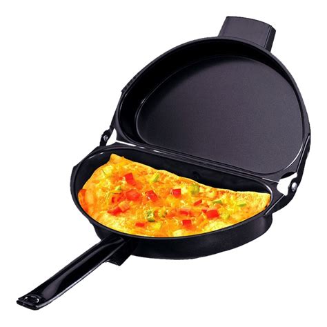 Portable Non Stick Omelette Folding Pan Stainless Iron Double Side Grill Kitchen Breakfast Pot