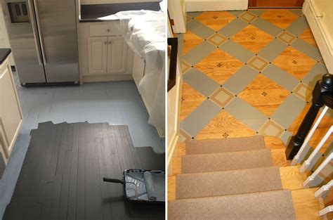 Крашеный пол на кухне - 8 фото