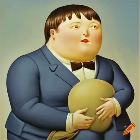 Painting of botero artist in a suit on Craiyon