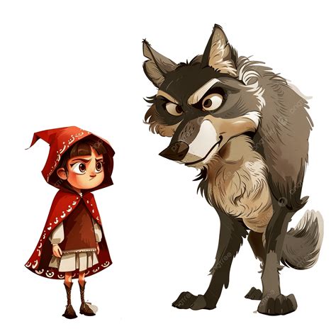 卡通小紅帽和狼, 可愛的, 動物, 壞的PNG去背圖片素材免費下載，免摳圖設計圖案下載 - Pngtree